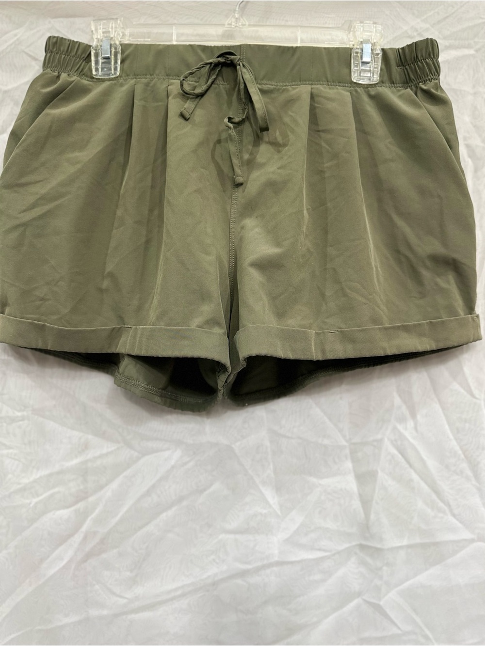 Zyia Olive Drawstring Women's Shorts with Breathable Liner